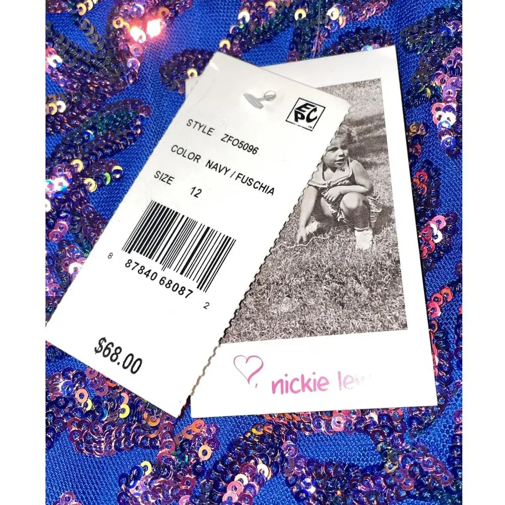 NWT LOVE, NICKIE LEW Sequin Asymmetric Party / Performance Dress - Girl' Size 12